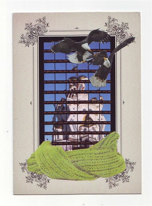 aerie, Collage auf Postkarte, 10,5 x 15 cm, 2013