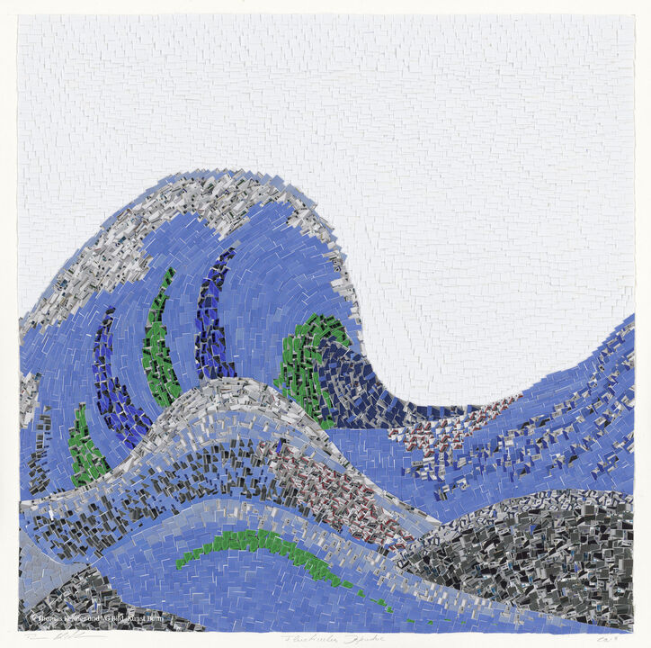 © Thomas Kellner und VG Bild-Kunst Bonn: flaa_2019_02 flucticulus frigus aus der Serie flucticulus, Homage an Hokusai, 2019, 16.000 thumbnails mounted on card bord, 60 x 60, edition 1