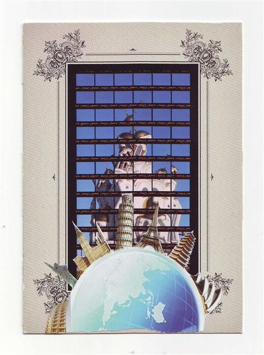 globe of sights, Collage auf Postkarte, 10,5 x 15 cm, 2013