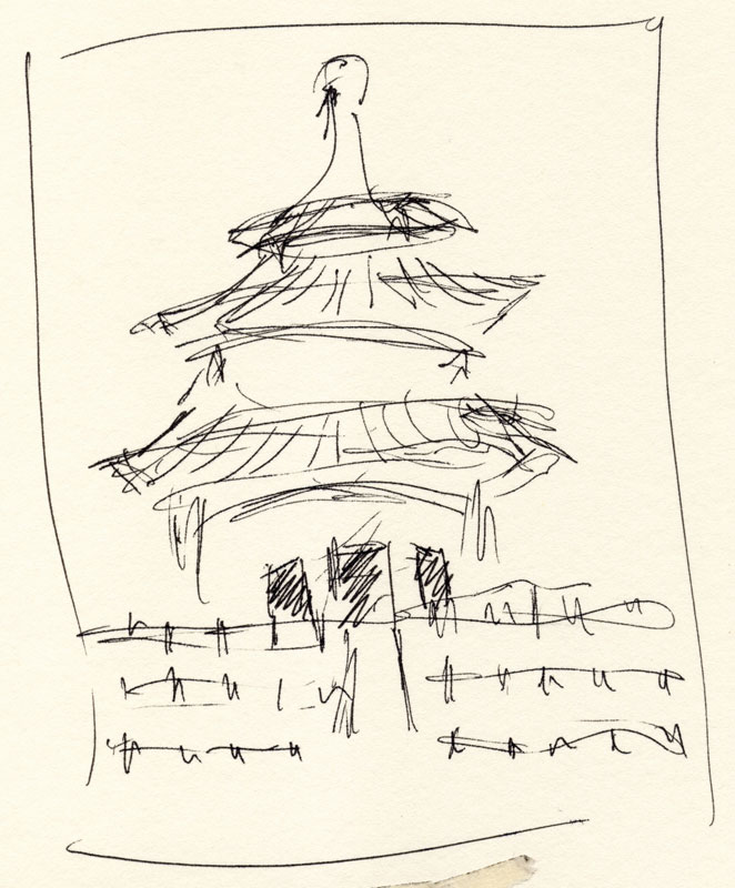Sketch for 65#09 Beijing, Prayer of Good Harvest Hall, 2006