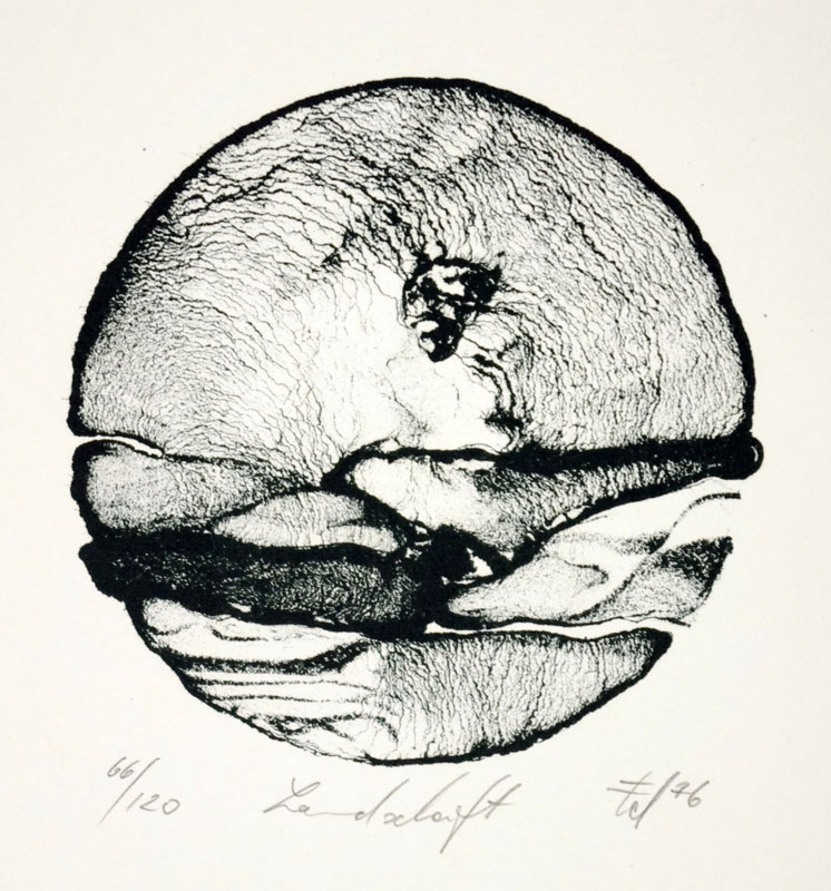 Dohmen, Walter: Landschaft, lithography, 1976, 8,5 x 8,5 cm, Auflage 66/120