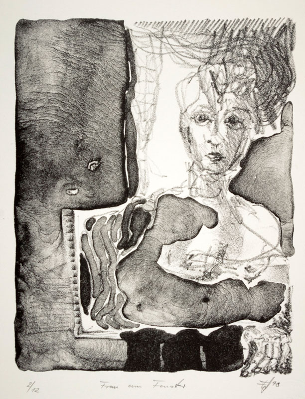 Dohmen, Walter: Frau am Fenster, lithografie, 1978, 14 x 17,6 cm, Auflage 2/12