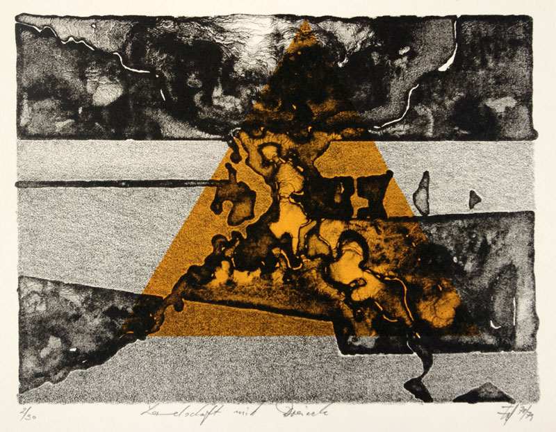 Dohmen, Walter: Landschaft mit Quadrat, lithography, 1978, 22,7 x 17,2 cm, edition 2/30