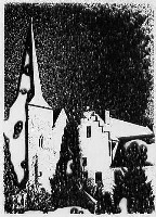 Dohmen, Walter: Kloster Wenau, etching, 1984, 10 x 15 cm, Auflage 61/100
