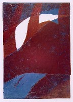 Haimo Hieronymus: "Formen Rot / Blau", linocut, 14x20cm, 1993, edition 4