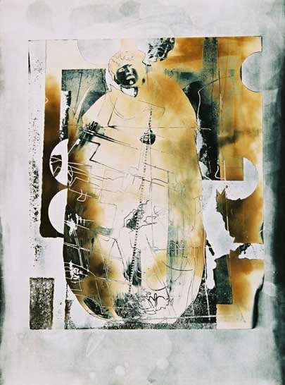 Carmen Oberst: "Echo der Fragen", Silbergelatineabzug Mischtonung, 29x39cm, 2004, Unikatdruck