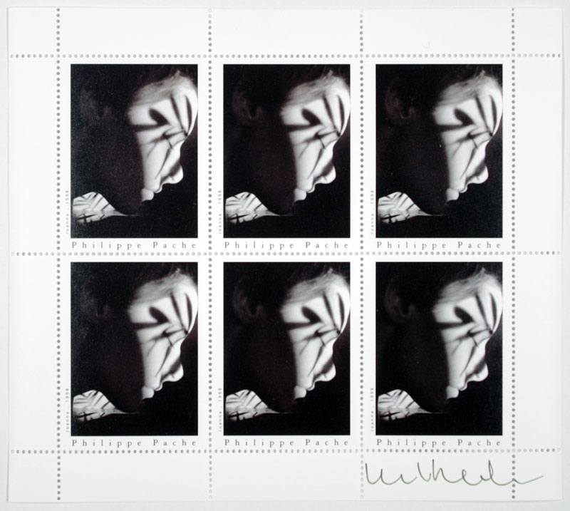 Phillip Pache: ohne Titel, Briefmarkenblock, 1998, 14,7 x 13 cm, offene Auflage