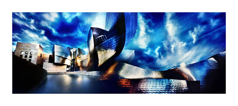 Herbert Boettcher: Guggenheim Museum Bilbao, Fotografie 1, der 4 –teiligen Serie, C-print, 20,00 x 52,40 cm, 1997/98, Auflage 30