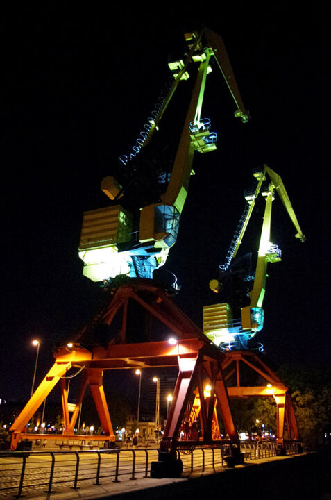 Old Cranes at Puerto Madero (night), Buenos Aires, Argentina