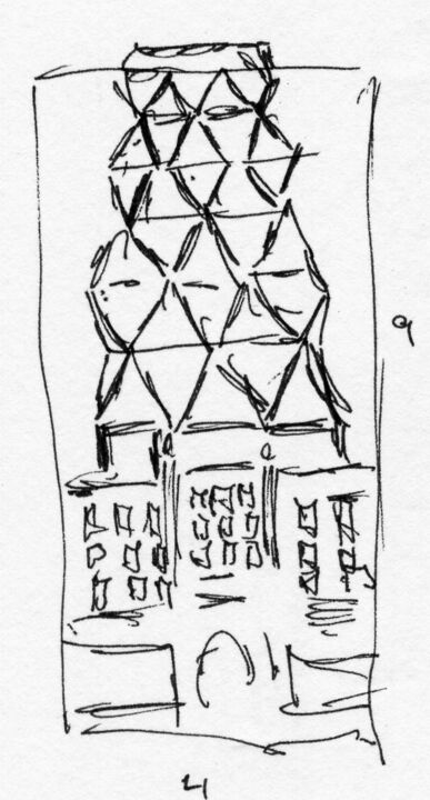 Thomas Kellner: 52#10 New York, Hearst Tower, 2006, Sketch