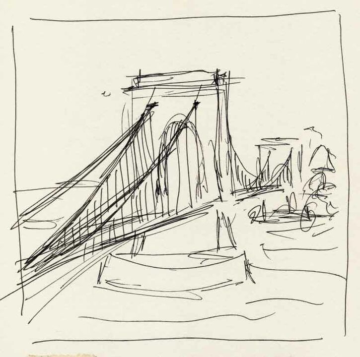 Thomas Kellner: Budapest Chain Bridge from my scetchbook, 2006