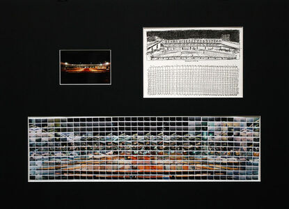 Thomas Kellner: 49#37, Brasilia, Rodoviaria, 2008, sketch of 25,5 x 8,5 cm & story board 25,5 x 8,5 cm inkpen on paper, 468 index C-prints 63,5 x 17 cm mounted on paper, one C-Print 15 x 10 cm, together in a mat of 80 x 58 cm