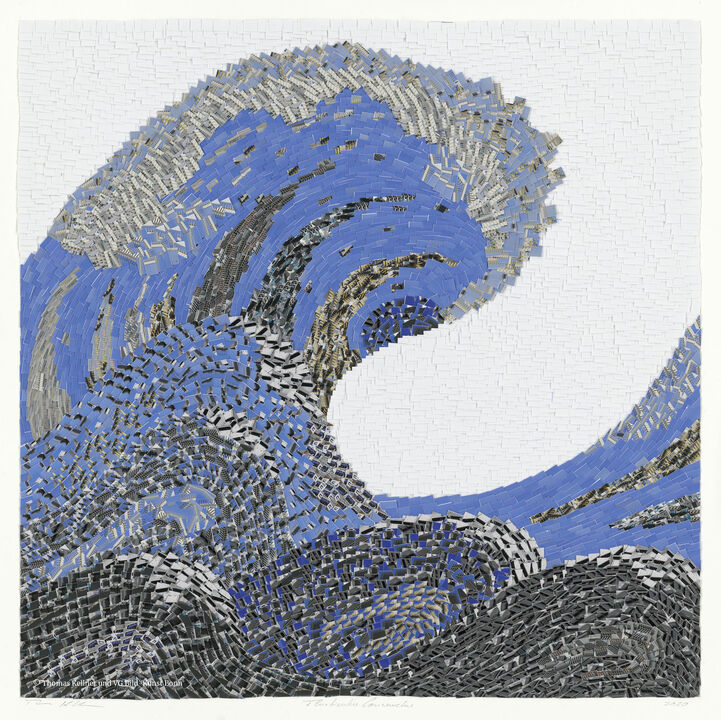 © Thomas Kellner und VG Bild-Kunst Bonn: flaa_2020_04 flucticulus conjunctus aus der Serie flucticulus, Homage an Hokusai, 2020, 16.000 thumbnails mounted on card bord, 60 x 60, edition 1