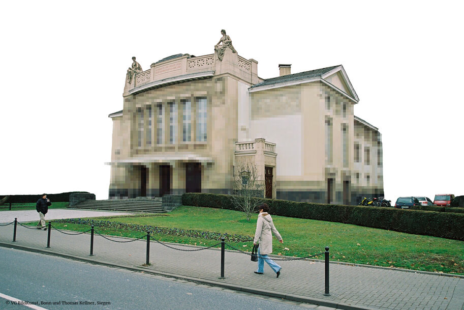 Thomas Kellner: Giessen-facades, Kunsthalle, 2004, C-Print, mounted on Plexi and Aludibond, 90x60cm on 120x90cm /35,1"x23,4" on 46,8"x35,1", edition 10+3