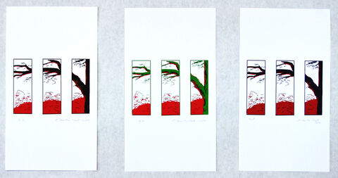 Ingo Schultze-Schnabl: o.T. Jahresgaben aus der Serie Druckgrafik, 2014, 3 Bätter Abbildungen jeweils 27 x 20 cm