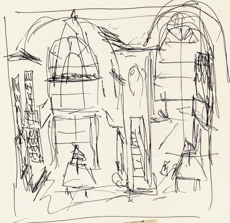 Thomas Kellner Zeichnung für: The Boston Athenaeum, Alcove on the 5th Floor