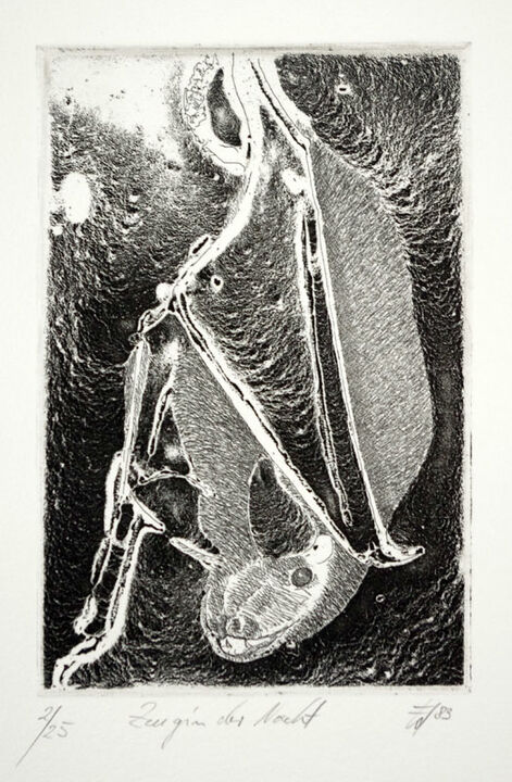 Dohmen, Walter: Zeugin der Nacht, etching/drypoint, 1983, 9,5 x 14,5 cm, edition 2/25
