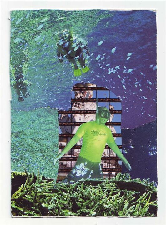 underworld, Collage auf Postkarte, 10,5 x 15 cm, 2013