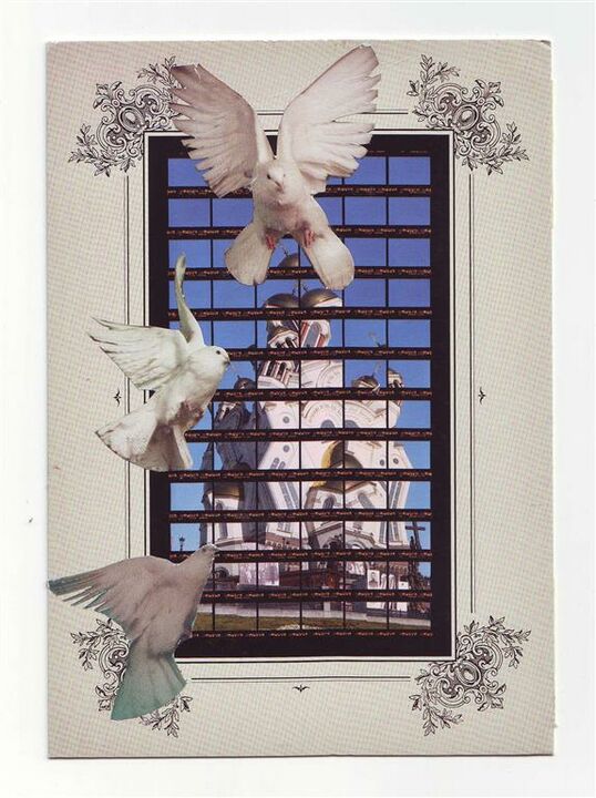 marketplace, collage on postcard, 10,5x15 cm, 2013