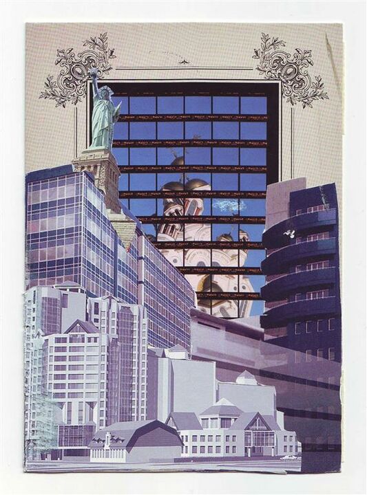big city life, Collage auf Postkarte, 10,5 x 15 cm, 2013