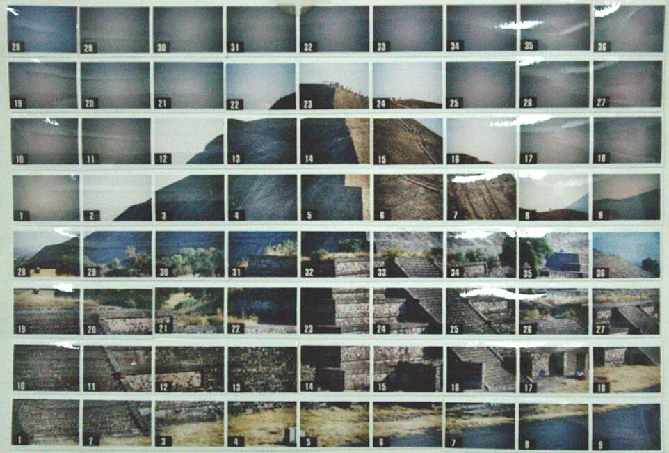 Mounted indexprints after processing films for 66#29, Mexico, Theotihuacan, El Sol 2