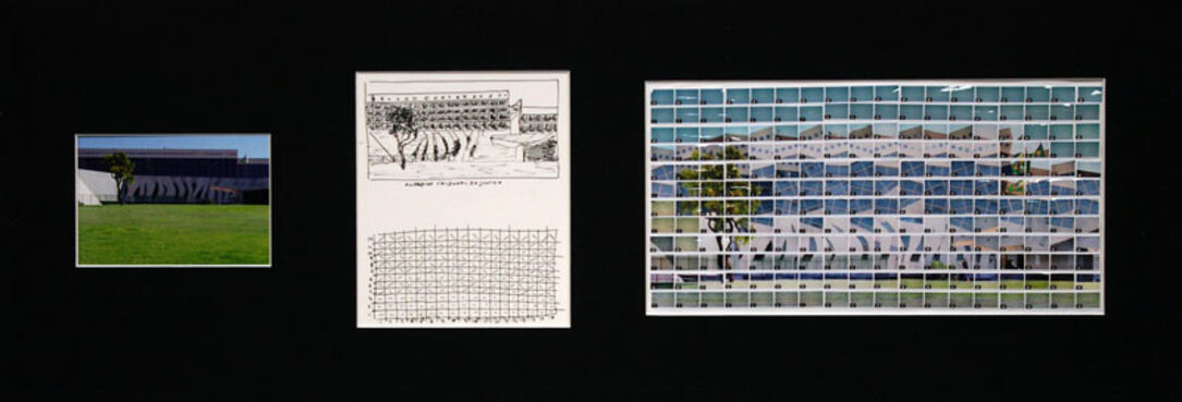 Thomas Kellner: 49#32, Brasilia, Superior Court of Justice, 2008, sketch of 14 x 7 cm & story board 13 x 6,5 cm inkpen on paper, 216 index C-prints 32 x 16 cm mounted on paper, one C-Print 15 x 10 cm, together in a mat of 85 x 30 cm 900 Euros