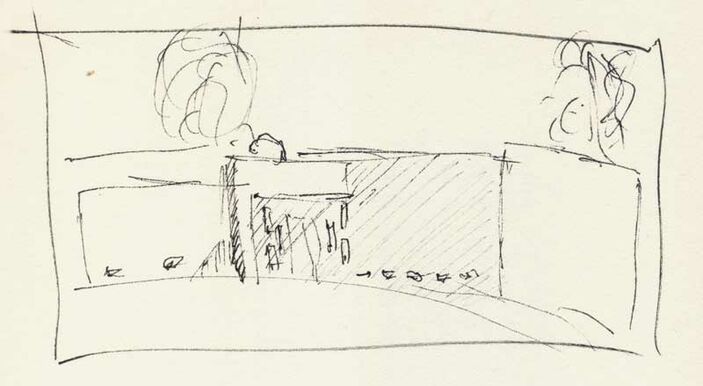 Sketch for 49#66, Brasilia, private home at Lago Sul