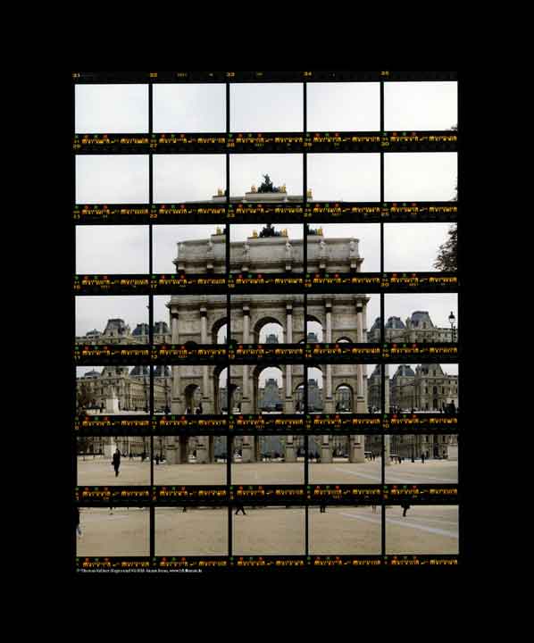Thomas Kellner: 03#04 Paris, Paris, Arc de Triomphe du Carrousel (Architekten: Percier aud Fontaine) et Palais du Louvre (Architekt: Pierre Lescot) (Architekt der Pyramide: Ieoh Ming Pei (I. M. Pei)), 1997, C-Print, 19,5x25,0 cm/7,6"x9,7", Auflage 10+3