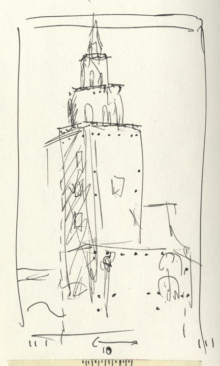 Skizze des schiefen Turms von Newjansk von Thomas Kellner