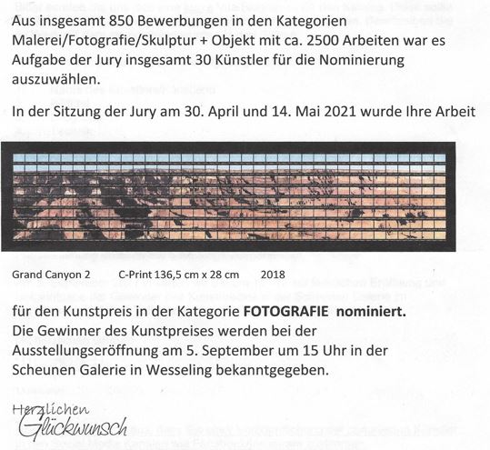 Thomas Kellner nominated for the 12th Art Award by Kunstverein Wesseling