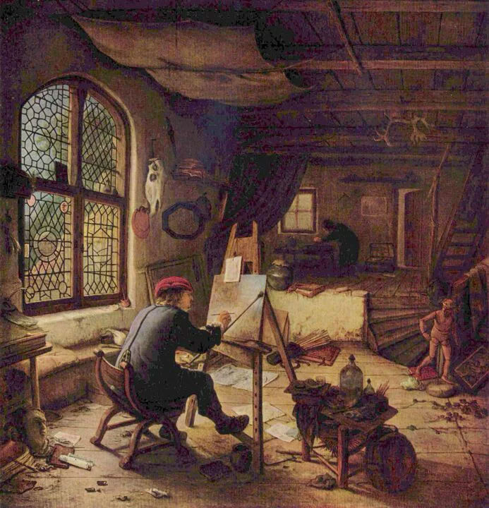 Artist's Studio, Adriaen van Ostade, (1610–1685)